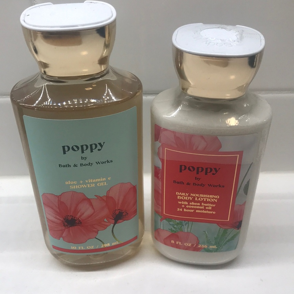 NWT!BBW Poppy Shower Gel & Body Lotion Set
